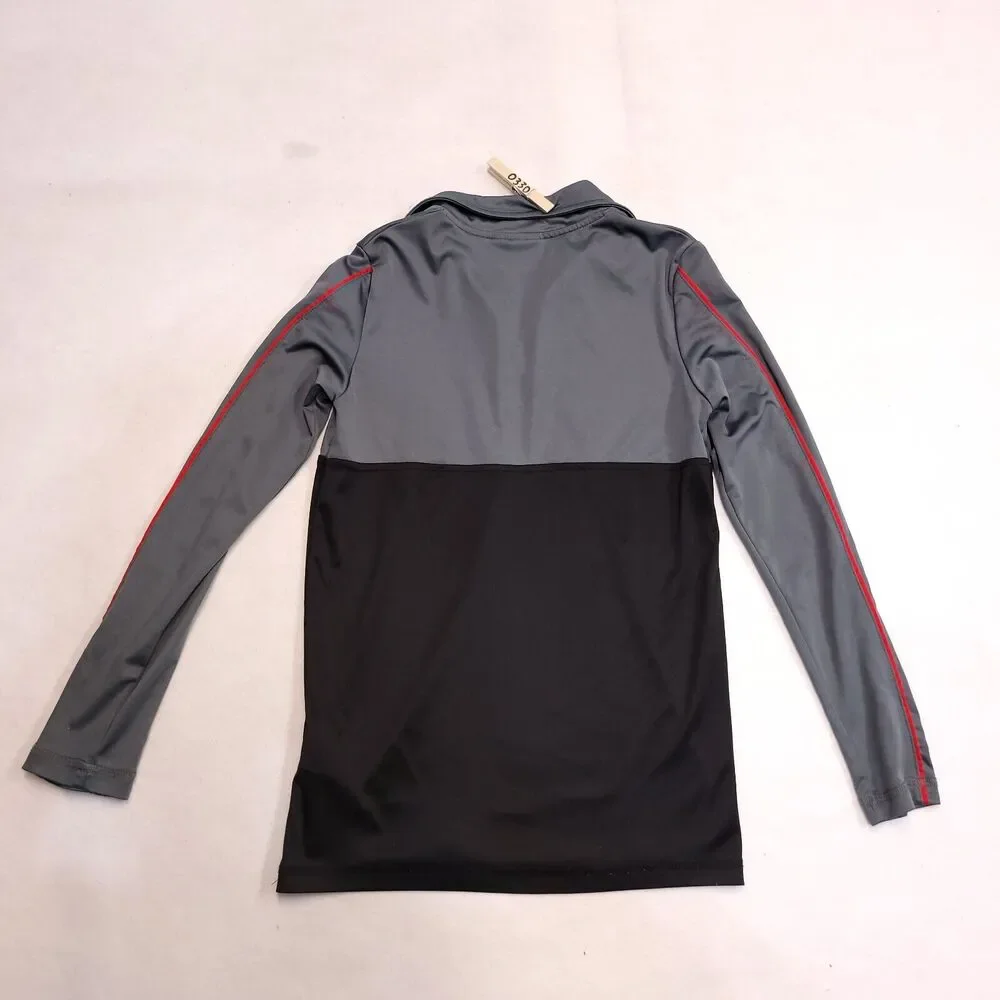 Puma Casual Long Sleeve Zip Collar Sweatshirt Youth Boys Size M Gray Black Red